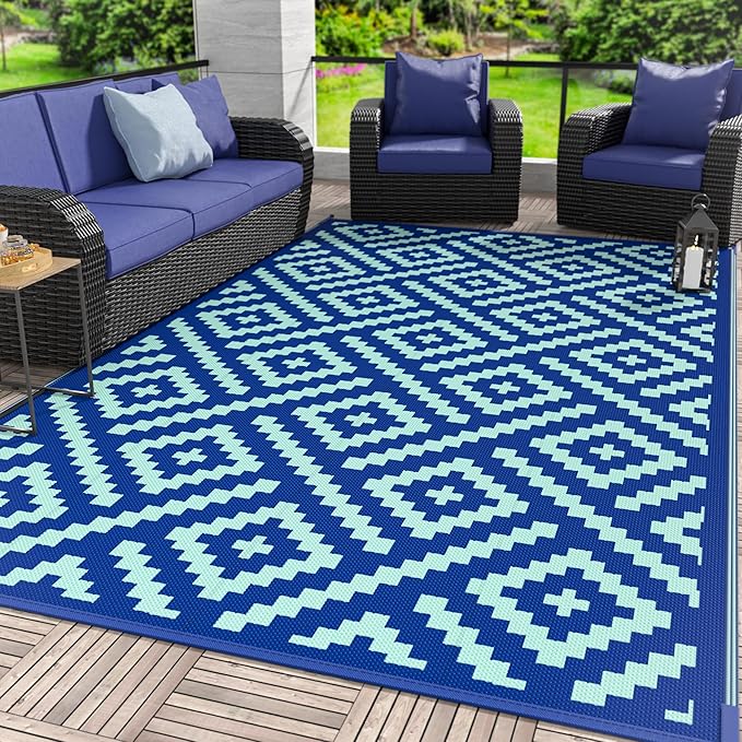 GENIMO Outdoor Rug for Patio Clearance, 6'x9' Waterproof Camping Mat,...