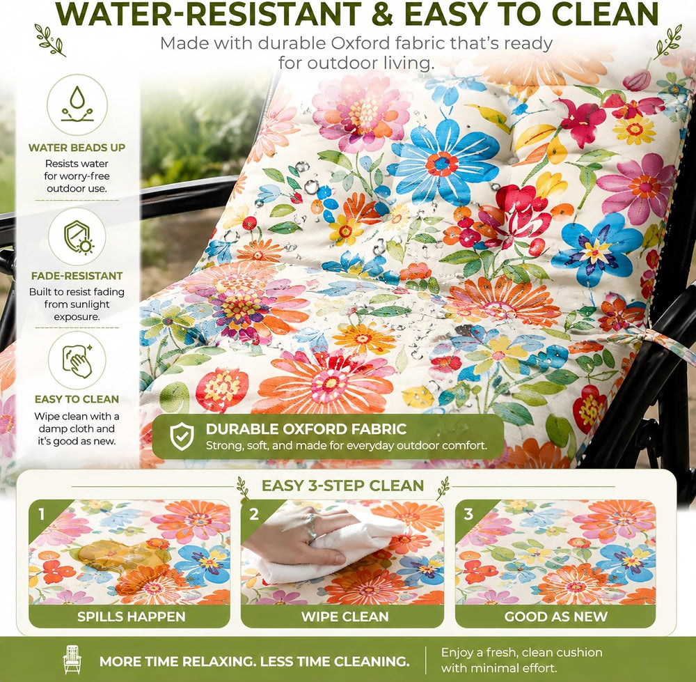 Patio Chaise Lounge Chair Cushion, Waterproof Zero Gravity Chair Cushion with...