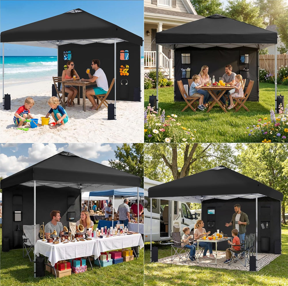 SANWAY 10x10 Pop Up Canopy Tent with Sidewall, Vendor Booth Shelter