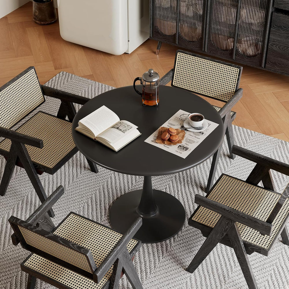 24 Inch Black Small Tulip Table, Stable Round Dining Table for 2 Person