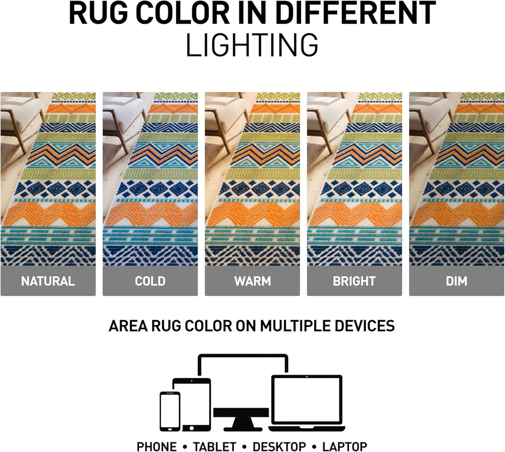 Rugshop Marbella Indoor/Outdoor Contemporary Boho Area Rug Multi 5' x 7'