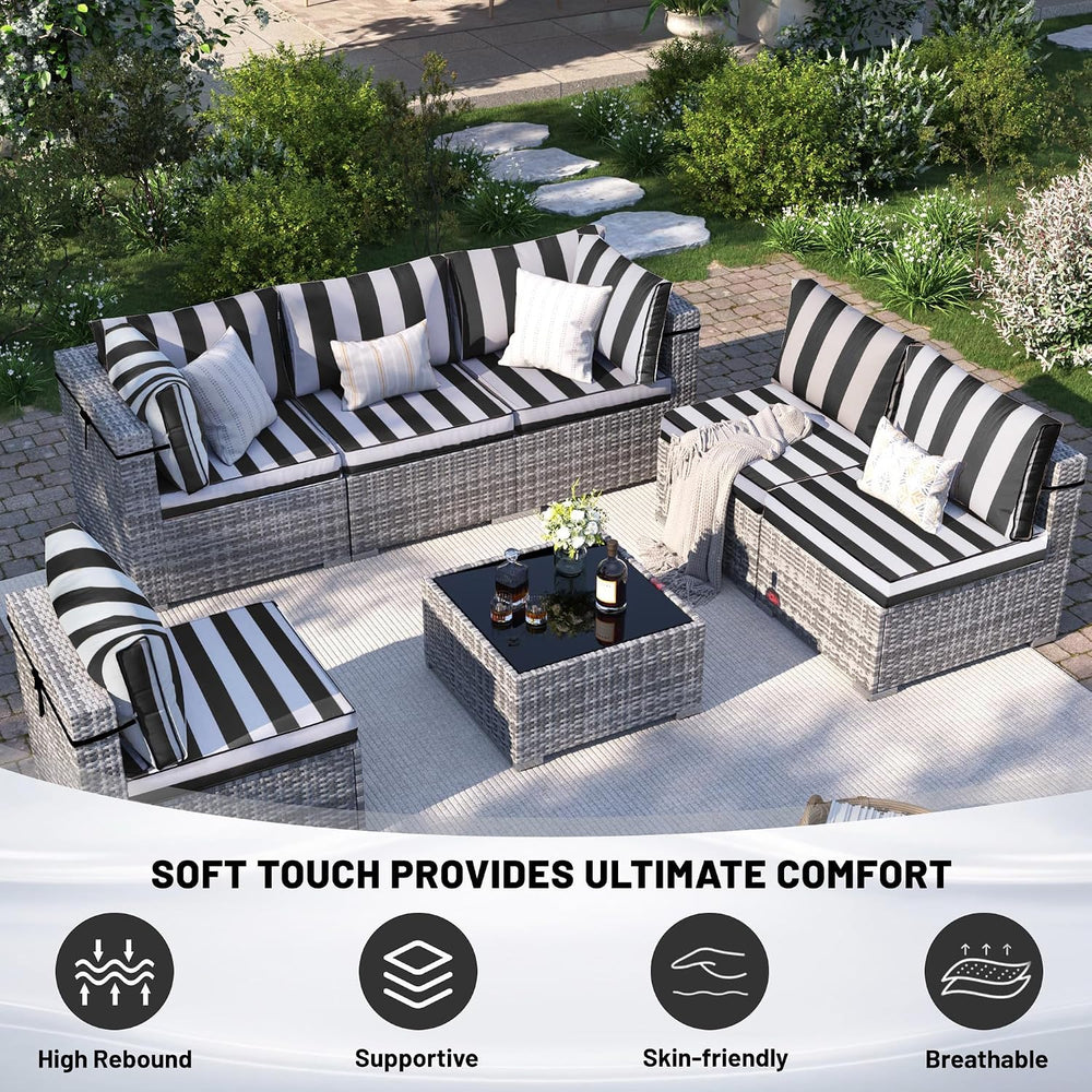 14 Piece Outdoor Sectional Cushions, Water-Resistant Outdoor Sofa Cushions Re...
