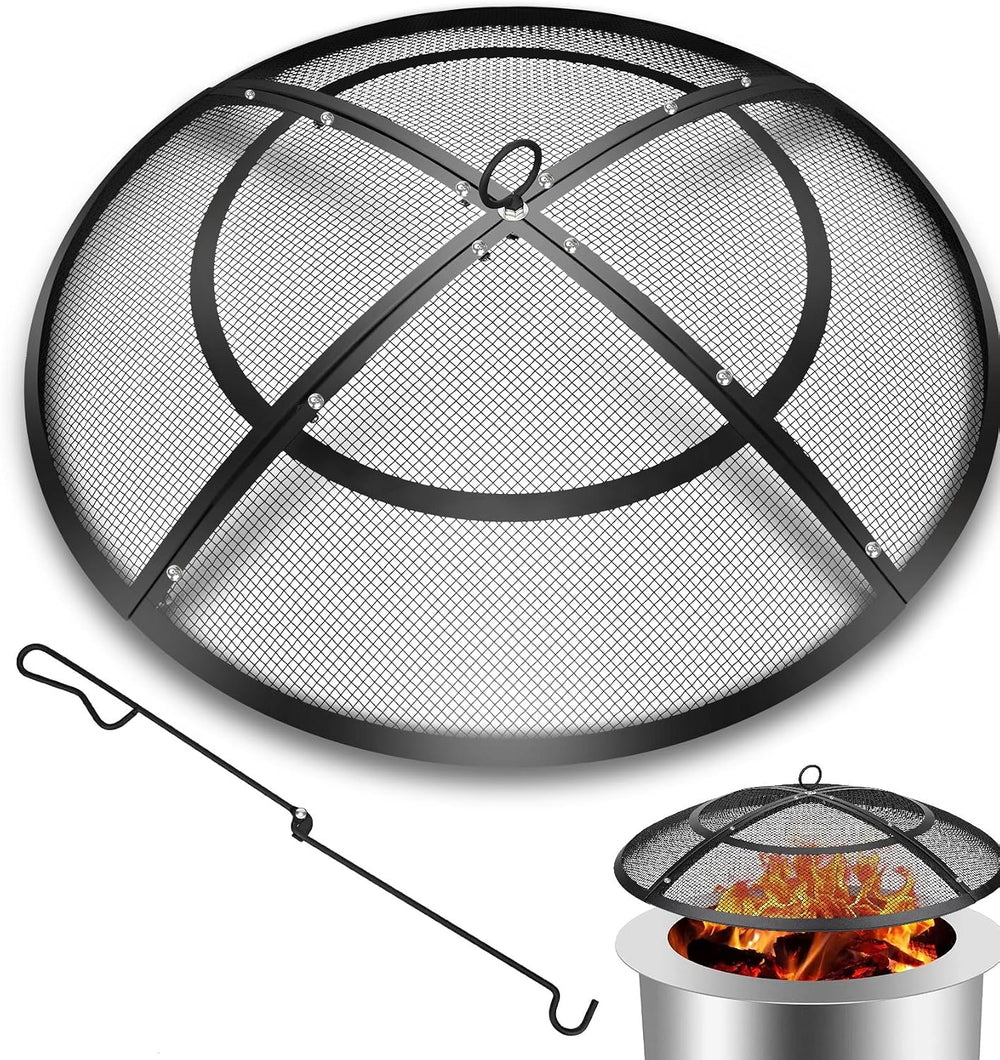 Fire Pit Spark Screen,22 Inch Fire Pit Screen Cover Outdoor with Handle&P...