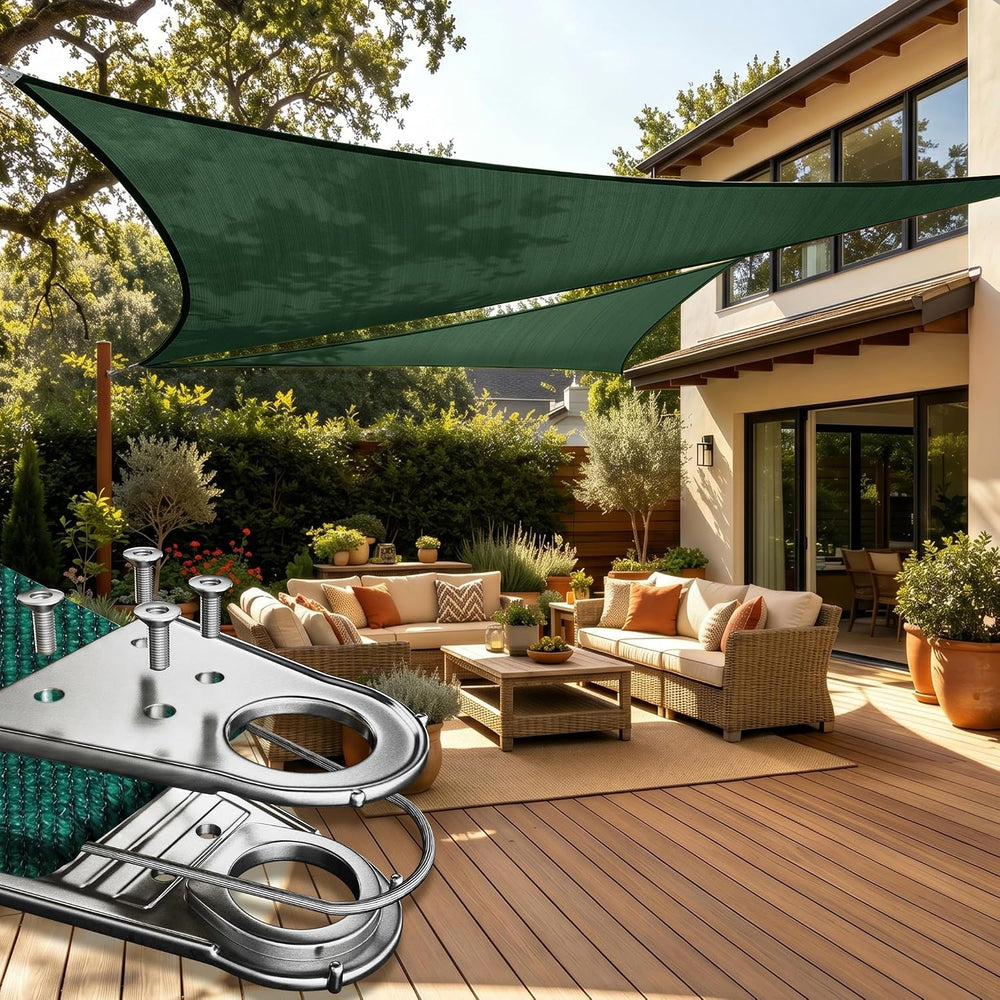 ColourTree Super Ring 16' x 16' x 16' Green Triangle Sun Shade Sa...