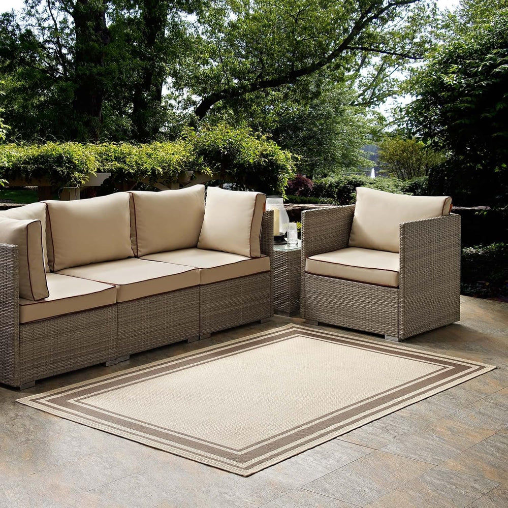 Modway Rim Solid Border 8x10 Indoor and Outdoor In Light and Dark Beige