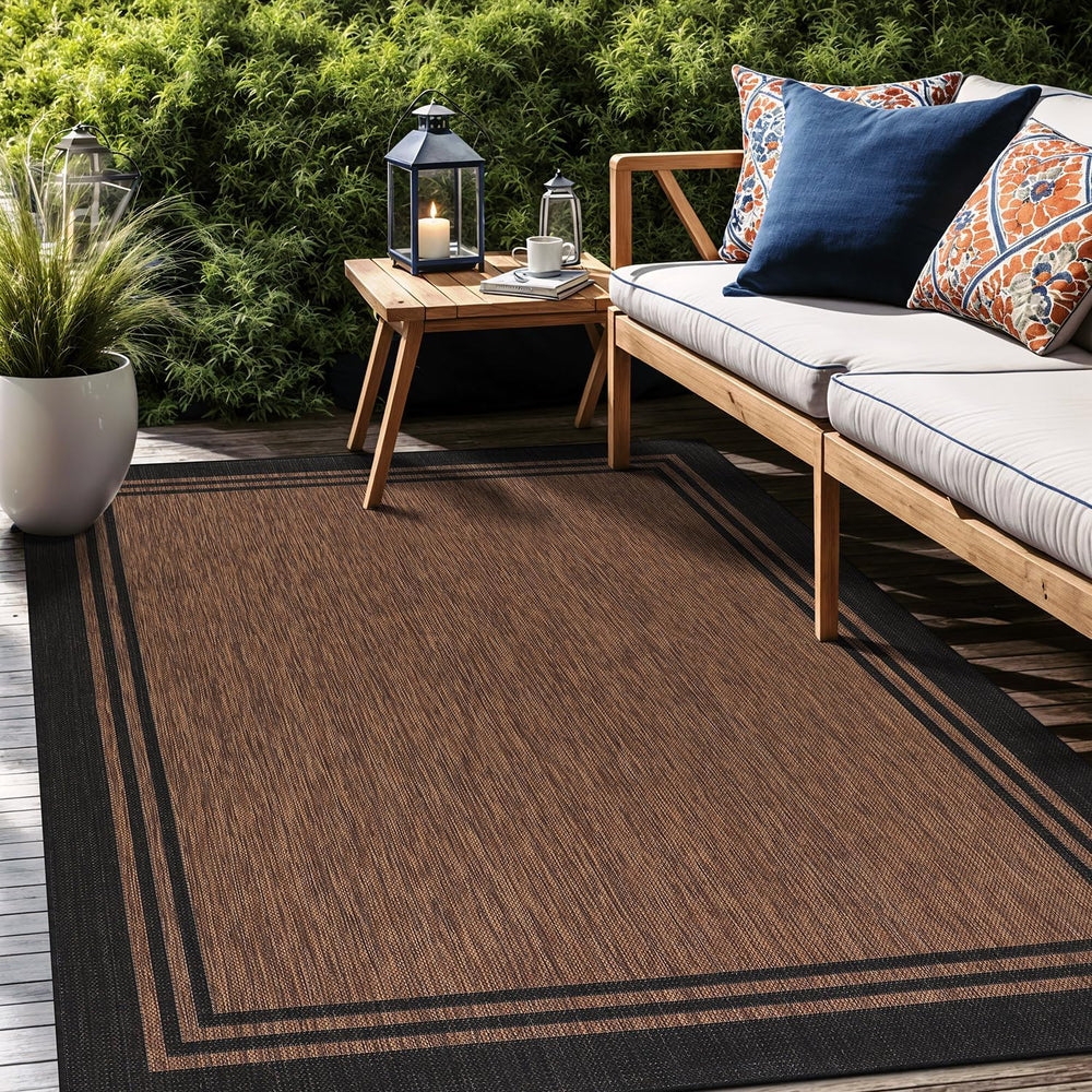 Luul Home Bordered Outdoor Rug 8x10 Washable Outside Carpet for Indoor Patio ...