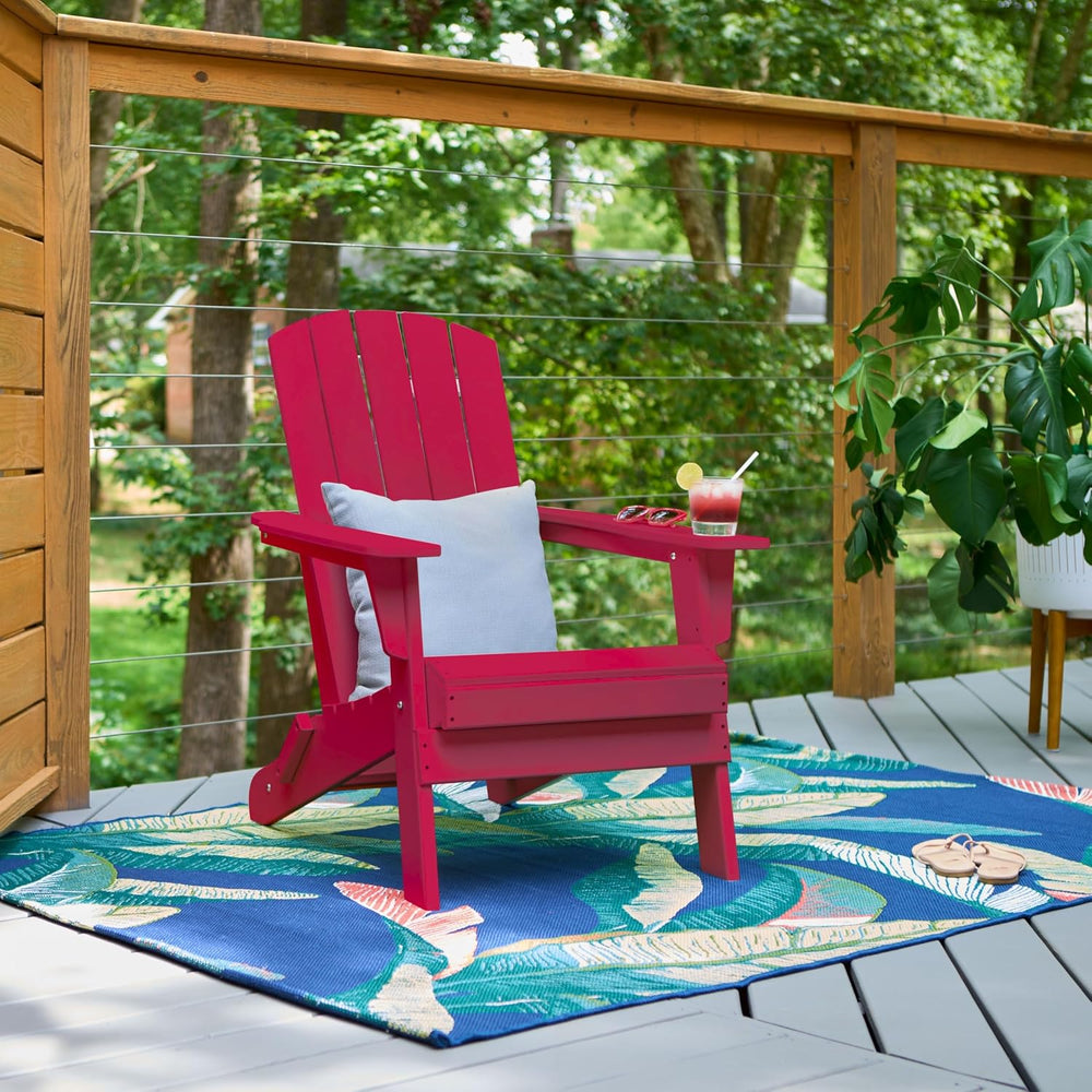 Shine Company 7626CP Seaside Mid-Century Modern Folding Plastic Adirondack Ch...