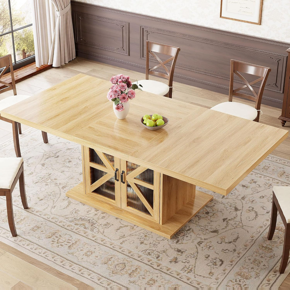 LVB Dining Table for 4-6, Modern Wood Dining Room Table, Light Oak, 63 Inch
