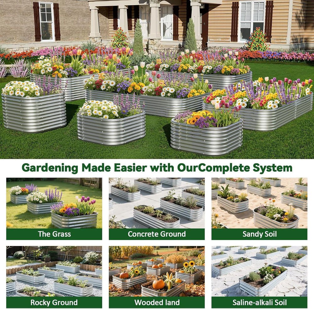 4 Pack 2x2FT Corrugated Galvanized Steel Raised Garden Bed Outdoor, Metal Abo...