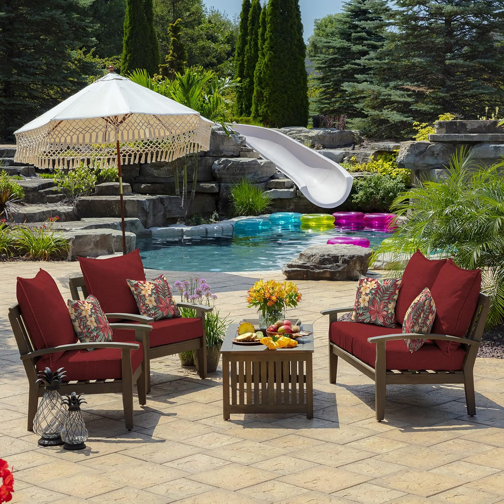 Arden Outdoor Deep Seat Cushion Set, 4-Pack, 22x24, Ruby Red