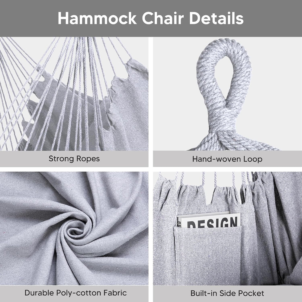 SUNCREAT 2-in-1 Convertible Extra Large Hammocks with Stand, Light Gray