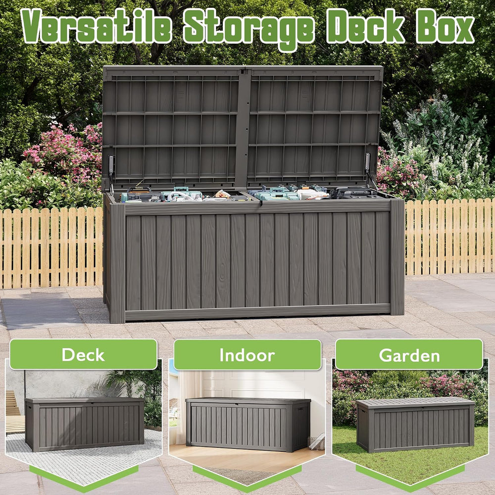 Outdoor Storage Waterproof Deck Box for Patio (220 Gallon, Grey)