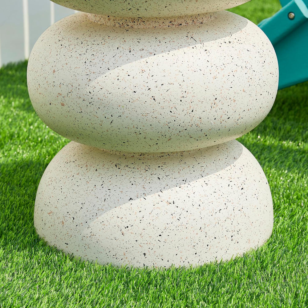 Glitzhome Outdoor Side Table Set of 2, 18" H Decorative Garden Stool MgO...