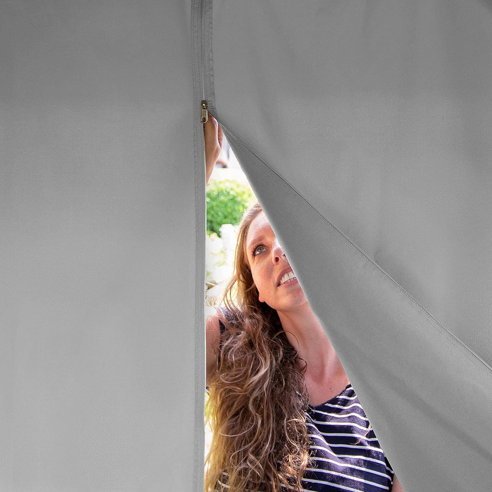 TOOLPORT 10x13 ft Gazebo with 4 Curtains, Gray