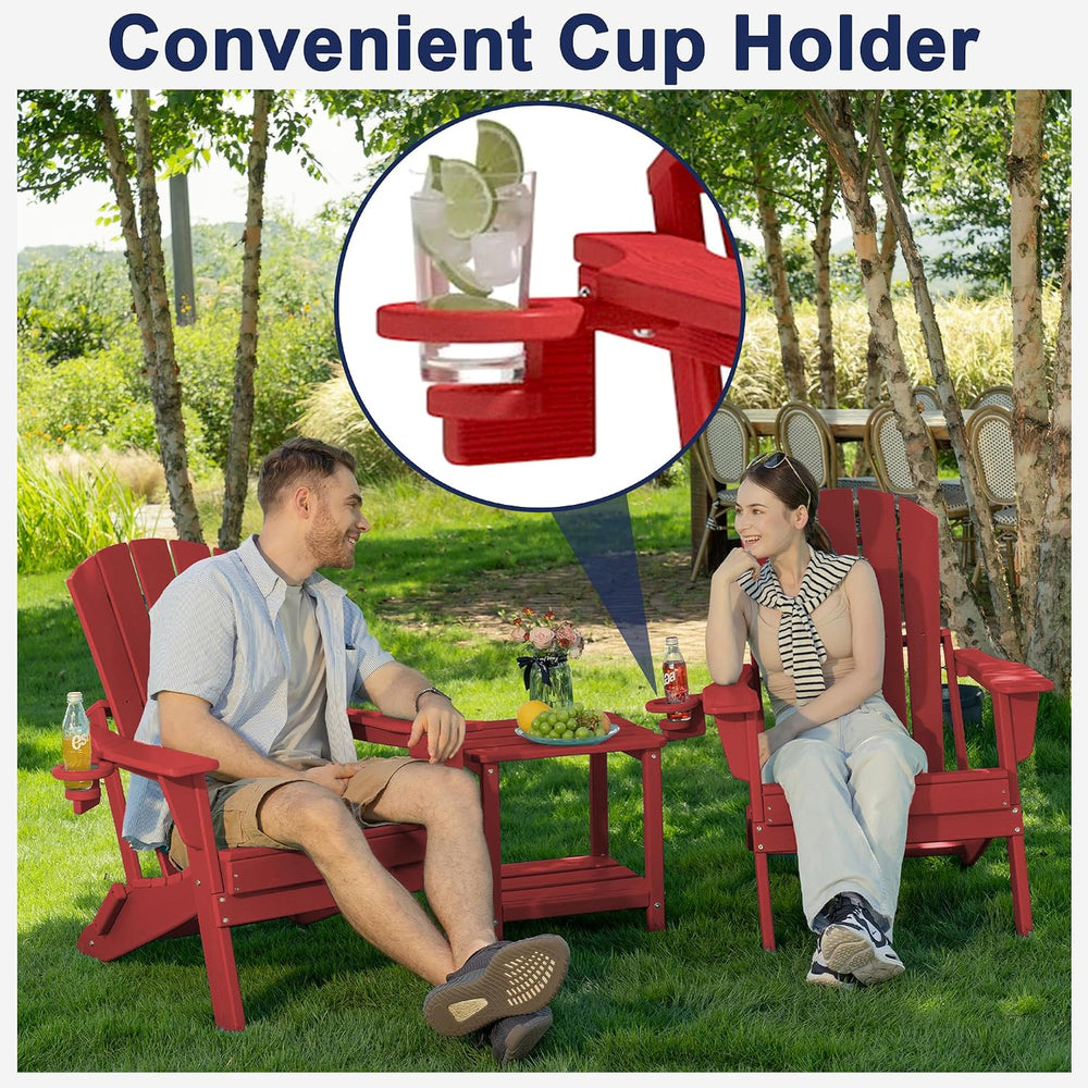 Plawdlik Folding Adirondack Chair Set of 6 with Cup Holder，Wooden Textured ，H...