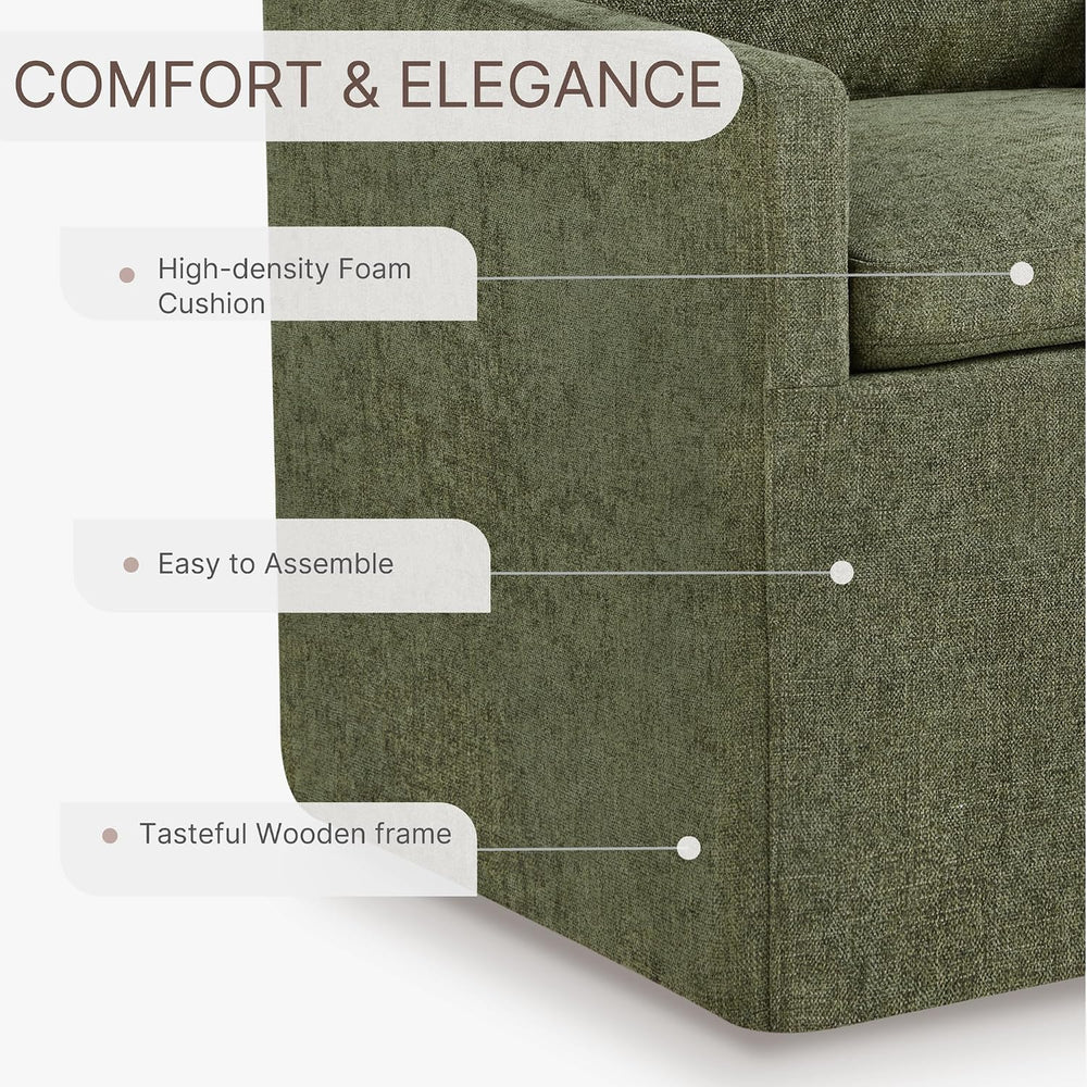 KISLOT Upholstered Dining Chairs Set of 2 with Casters, Moss Green
