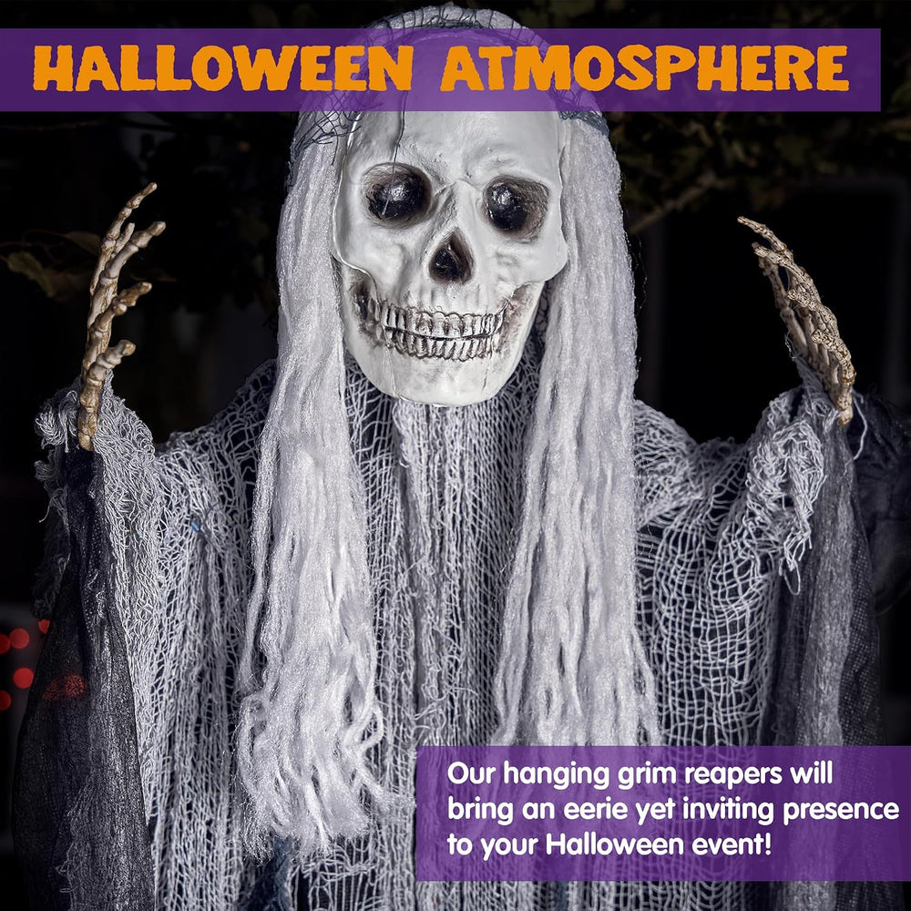 JOYIN 3 Pcs Hanging Halloween Skeleton Ghosts Decorations Outdoor, Grim Reape...