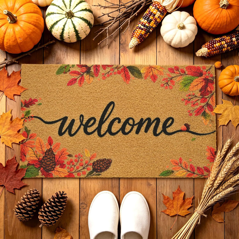 Fall Leaves Welcome Door Mat for Front Door Outdoor Indoor 17x29 in