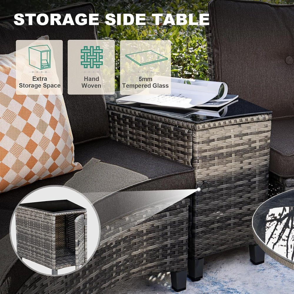 MEISSALIVVE 11-Piece Half-Moon Curved Outdoor Patio Furniture Set, Sectional ...