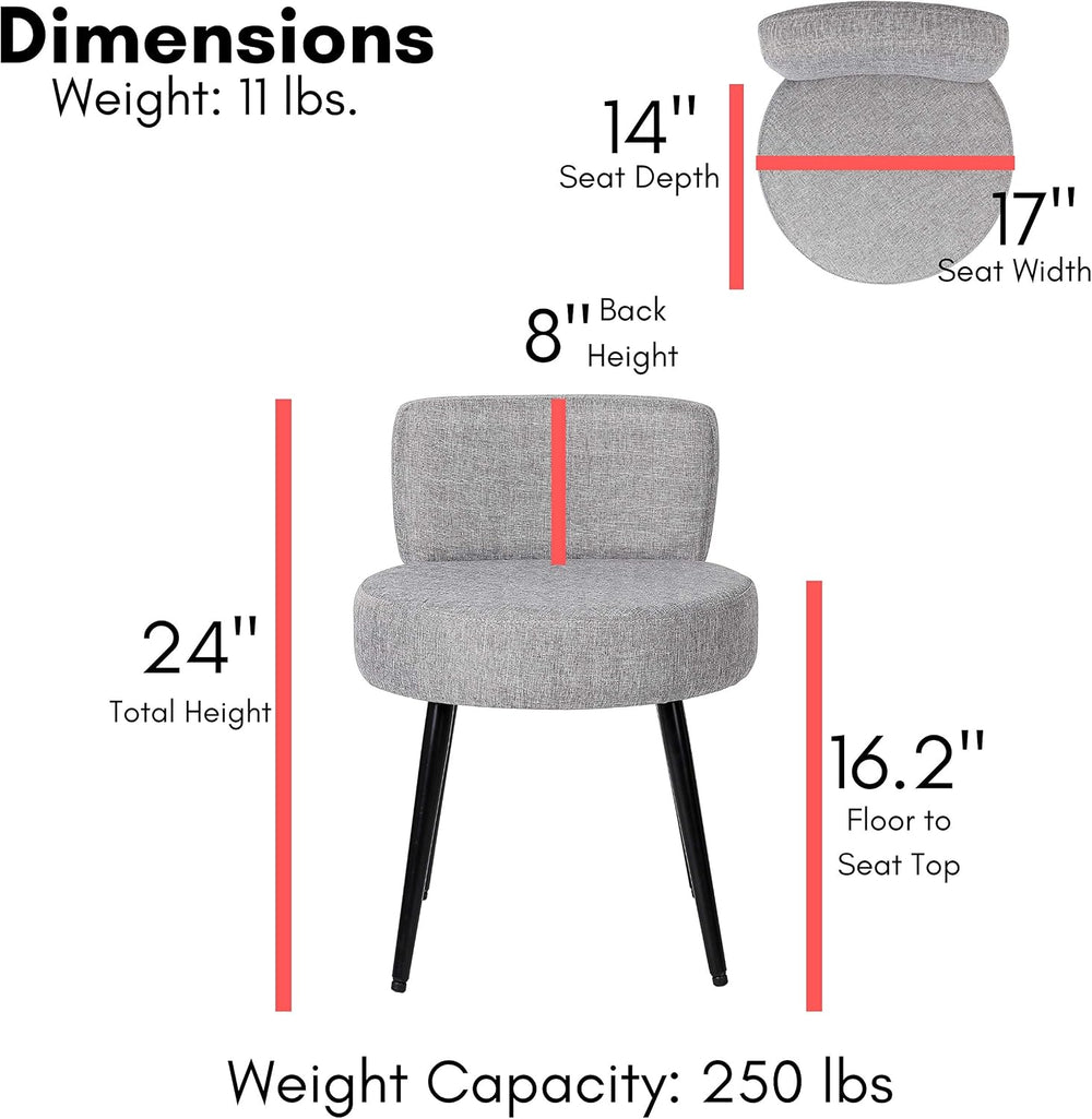 BIRDROCK HOME Linen Chair w/Back - Small Padded Footrest - Compact Round Otto...
