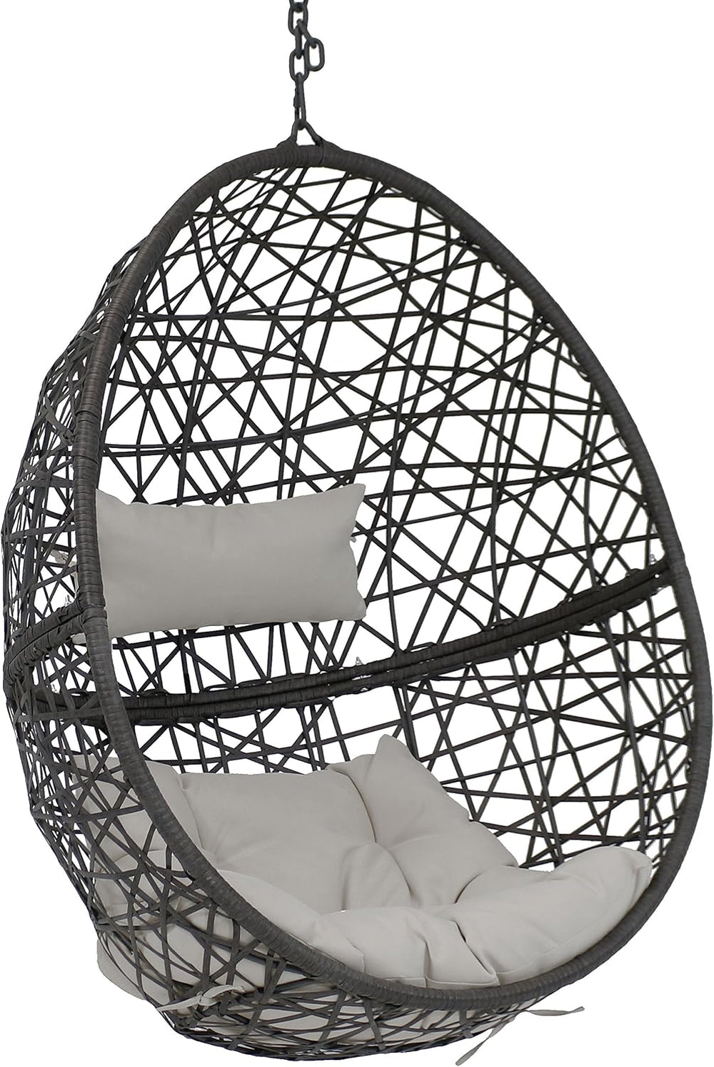 Sunnydaze Caroline Hanging Resin Wicker Egg Chair - 265-Pound Weight Capacity...