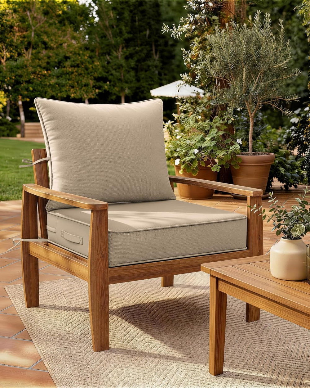 Outdoor Patio Chair Cushions Set 22 L X 24 W X 5 H Waterproof & Fade Resi...