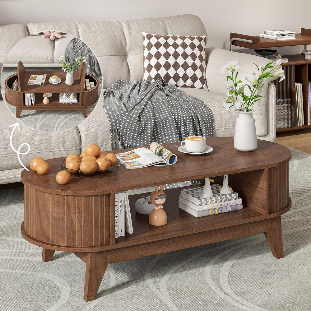 Coffee Table with Storage walnut coffee table with 2 Flip-Top Hidden Lids
