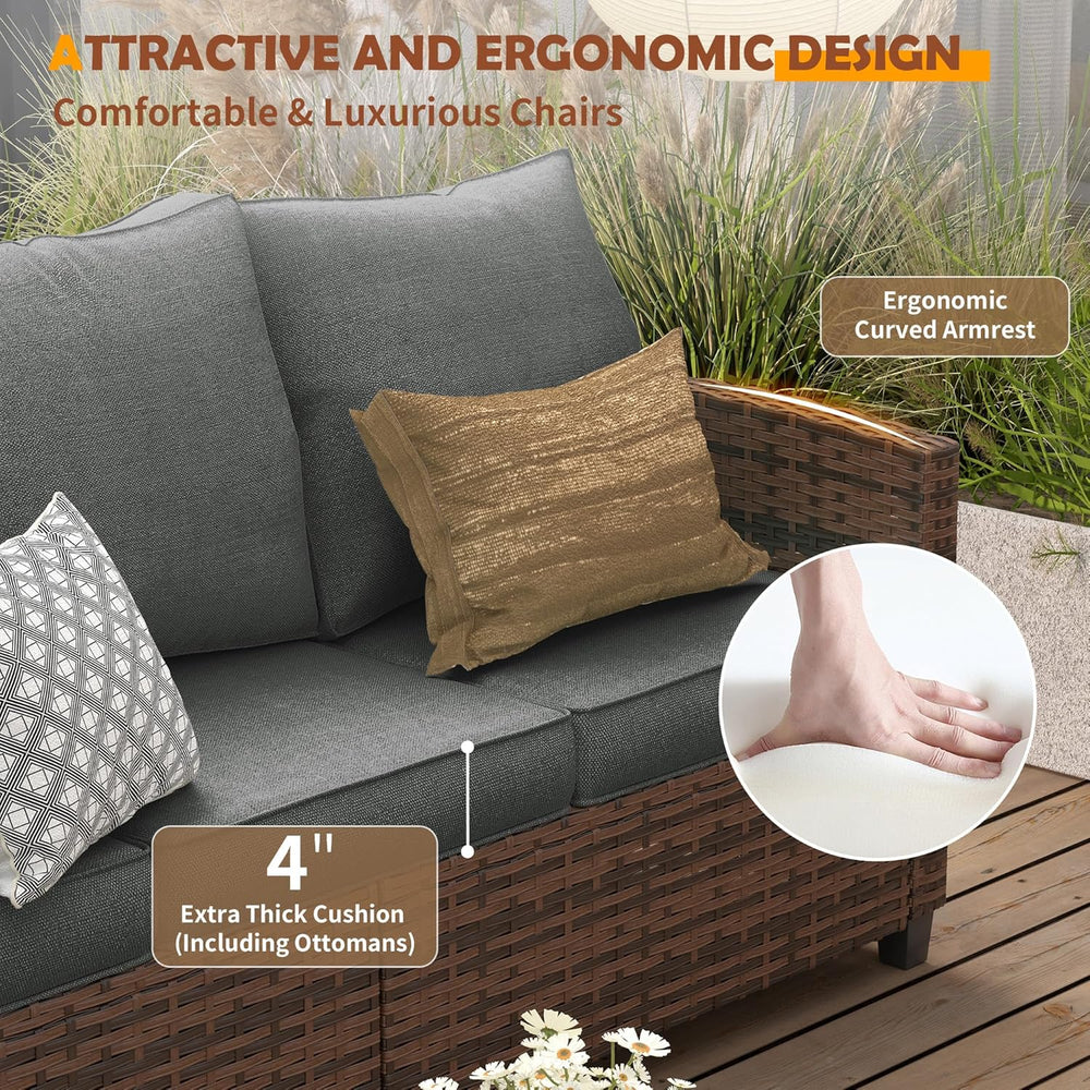 UDPATIO Patio Furniture Set with Swivel Rocking Chair, 6 Pcs Outdoor Couch