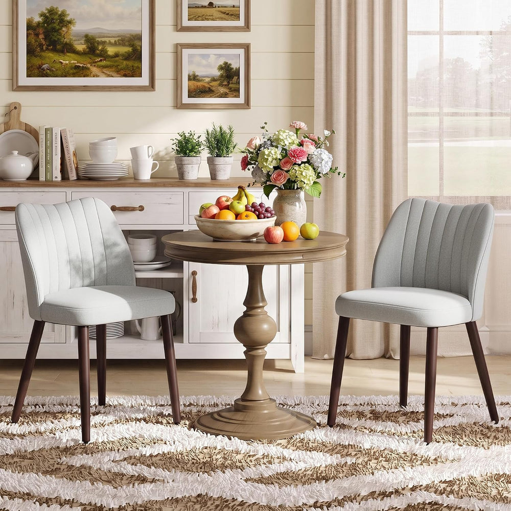Upholstered Dining Chairs Set of 2, Modern Fabric Dining Chairs with Curved B...