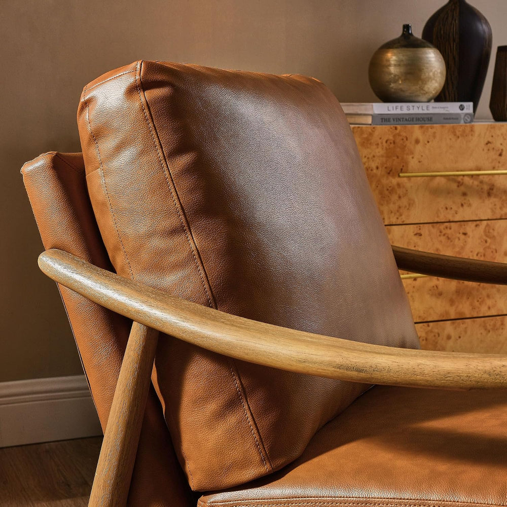 Modway Langford Faux Leather Upholstered Armchair – Mid-Century Modern Armcha...
