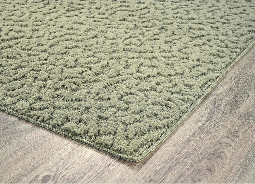 Garland Rug Ivy 6 Ft. X 9 Ft. Sage Green Floral Solid Color Area Rug - Durabl...