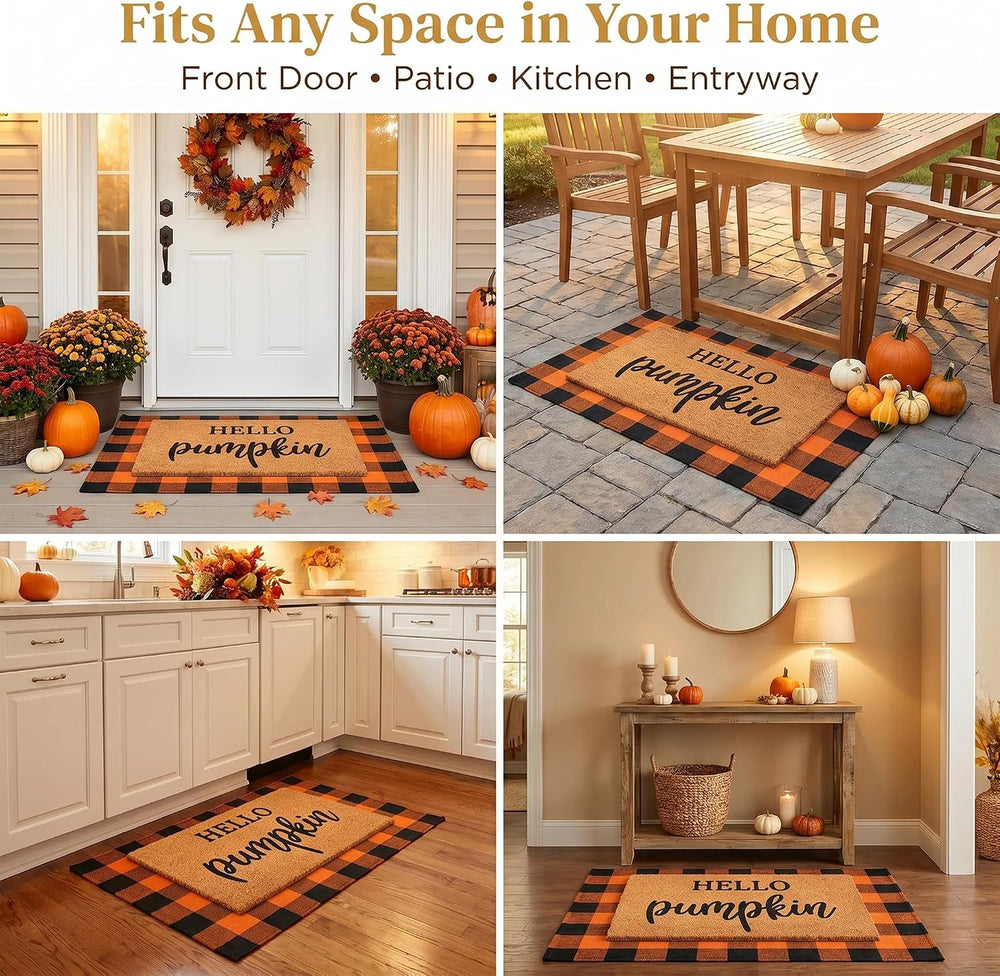 Fall Decor Door Mat Combo Set, 100% Coco Coir Welcome Mat + 28 x 43 Inches Or...