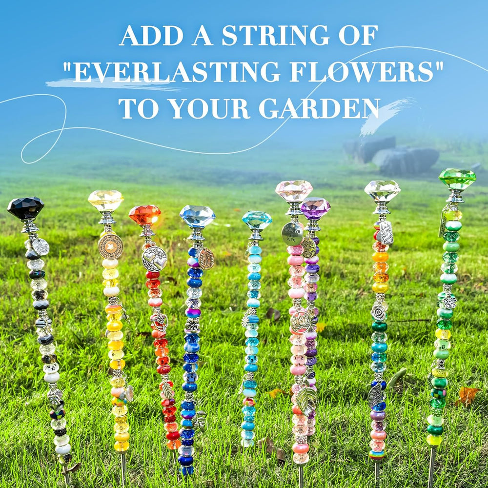 513Pcs DIY Beaded Garden Stakes, Fairy Wand Kit with 18 Threaded Rod