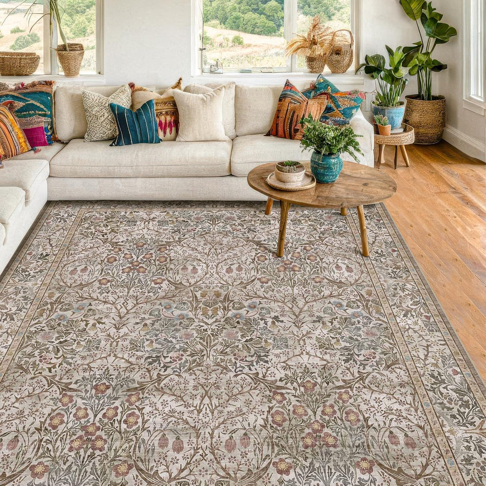 Vintage 4x6 Entryway Rug, Washable Area Rugs for Mudroom, Bedside Rugs Bedroo...