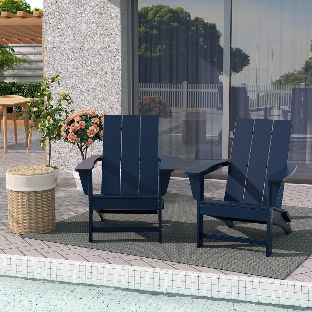 WestinTrends Ashore Modern Outdoor Folding Adirondack Chair (Set of 2), Navy ...