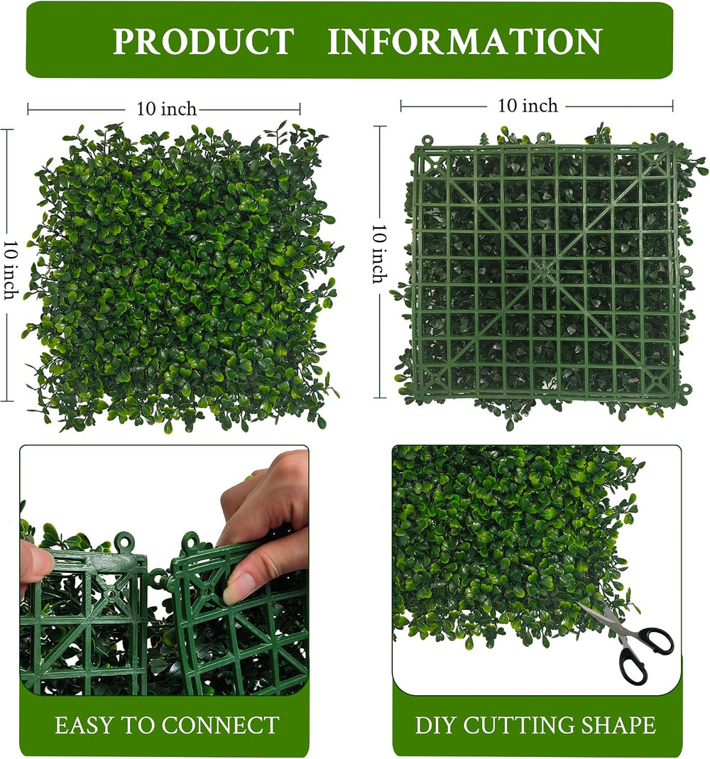 10"x 10"(24 P), UV-Anti Artificial Grass Wall Panel, 4-Layer Leaf