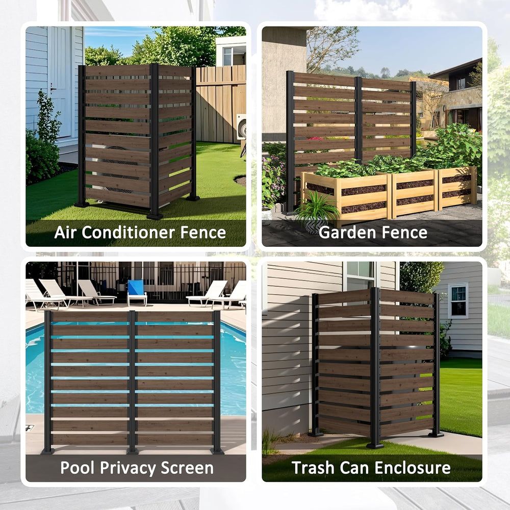 MUPATER 5FT× 6.5FT No-Dig Wood Privacy Screen, Outdoor Screen Panel for Hard ...
