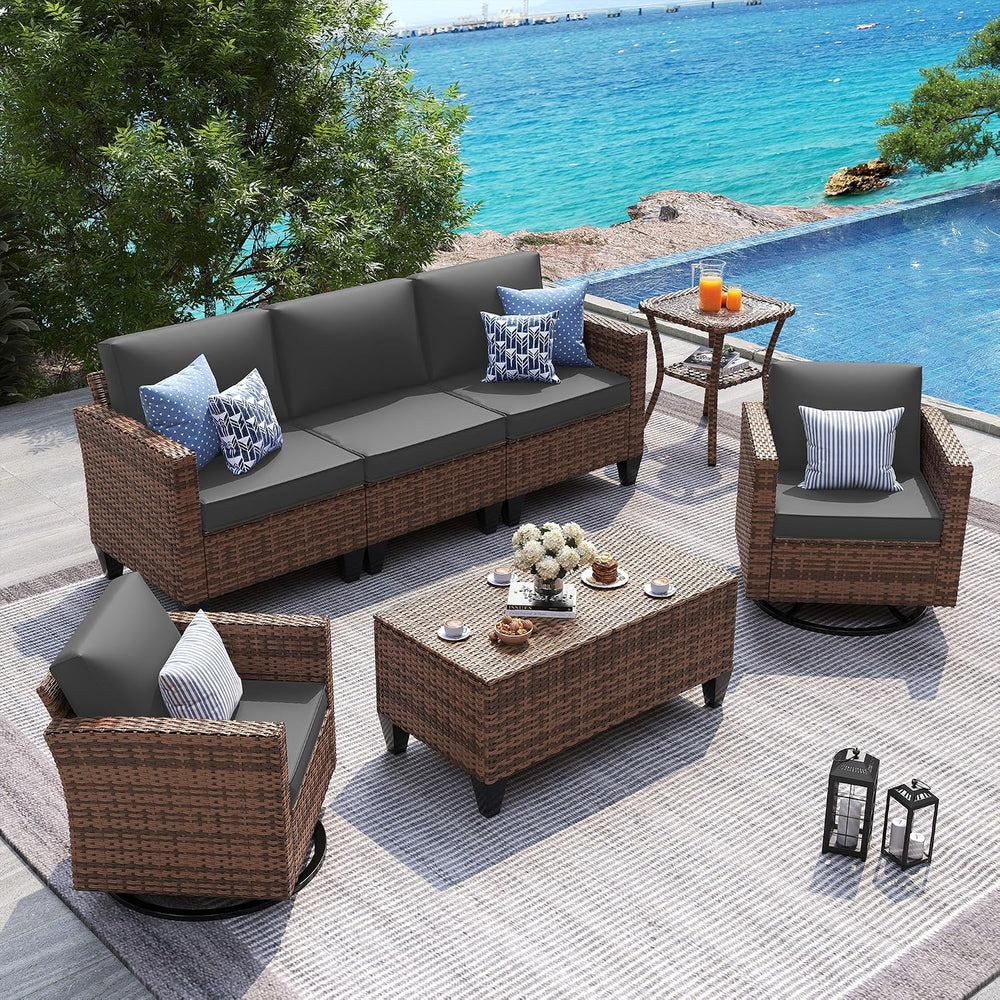 UDPATIO Patio Furniture Set, 5 Pieces Outdoor Conversation Sets with Rocking ...