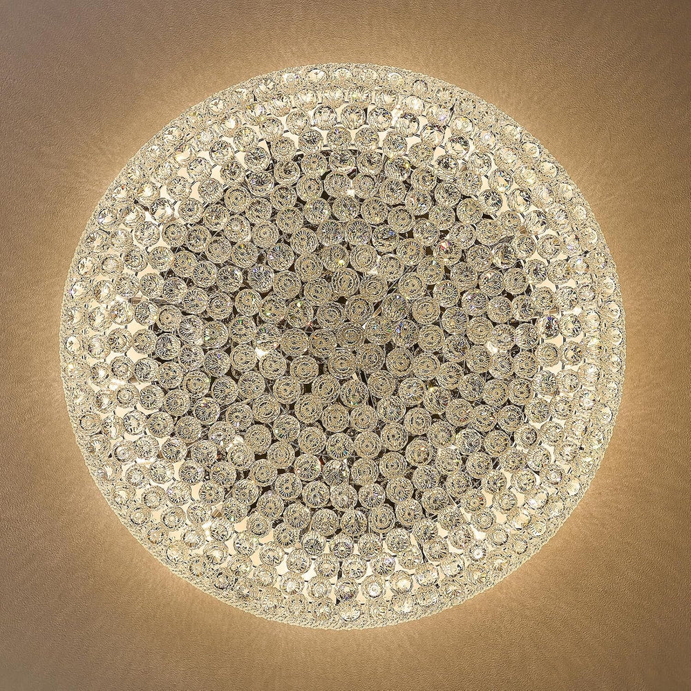27-Light 40 inch Large Crystal Chandelier Flush Mount Ceiling Light Fixture f...