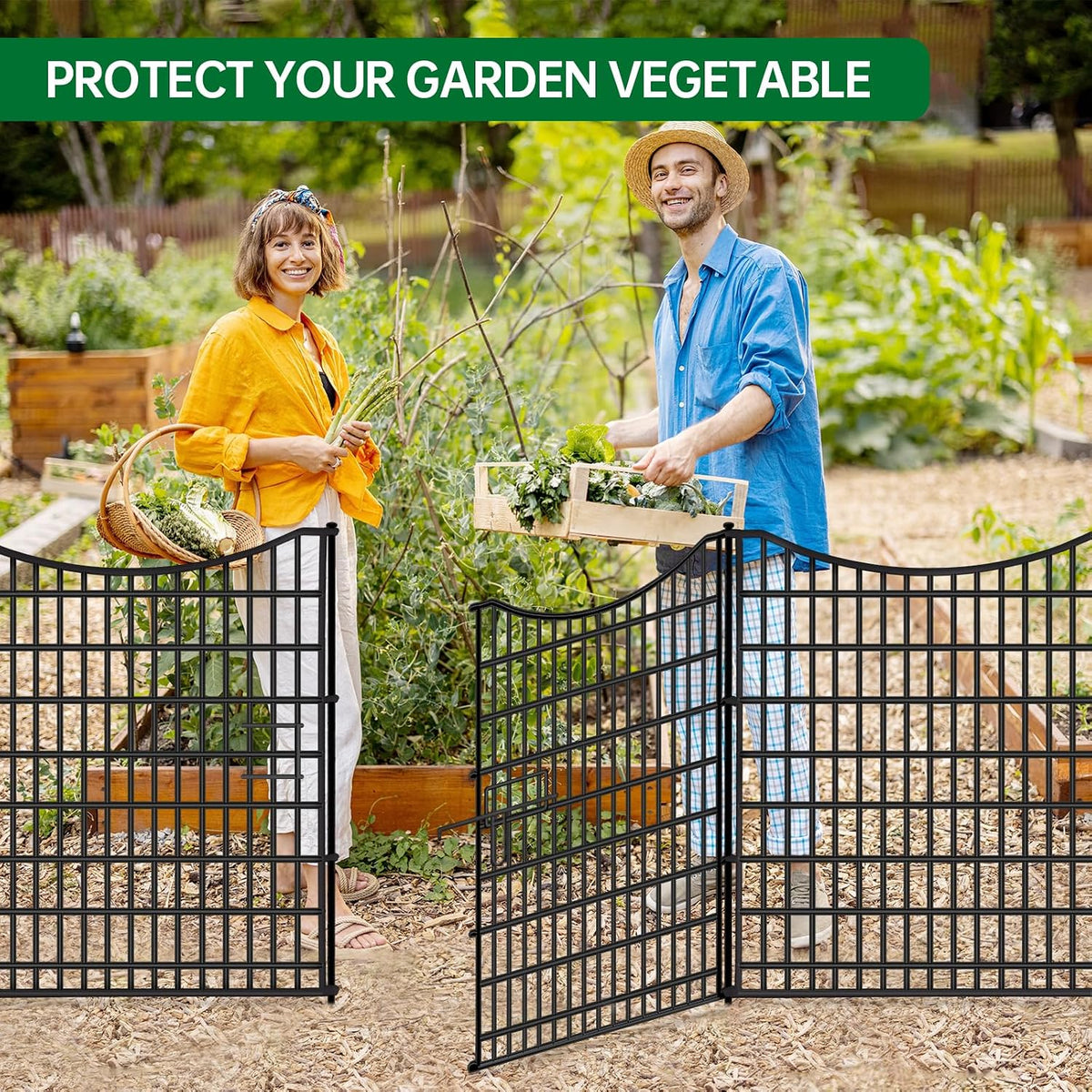 18 panels no dig decorative fence with gate shown in use