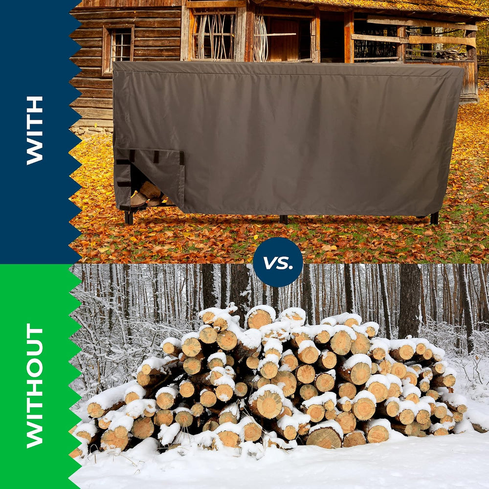 Firewood Rack Cover V2.0 | 8ft Heavy Duty Firewood Log Rack Cover, 600D Marin...