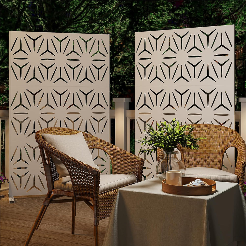 QINPTWUT 72" Metal Privacy Screen, Outdoor Freestanding Privacy Panel fo...