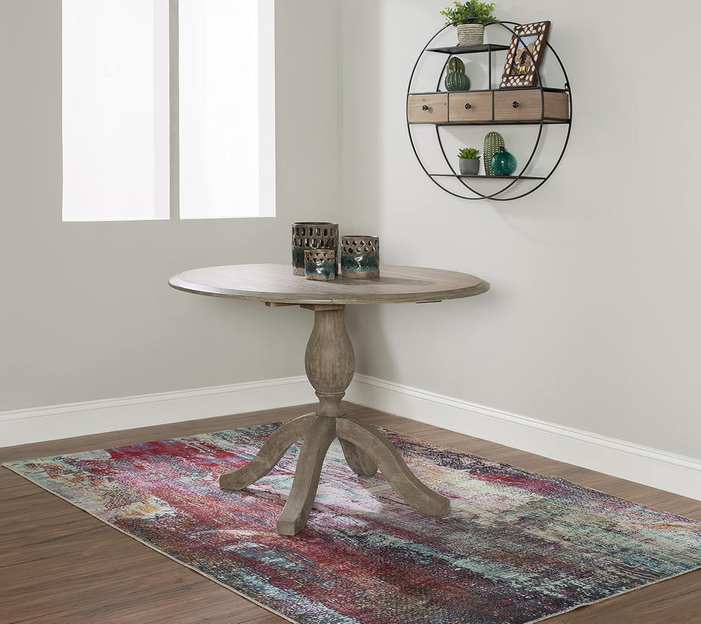 Linon Home Decor Mauro Antique Rustic Brown Drop Leaf Small Dining Table with...