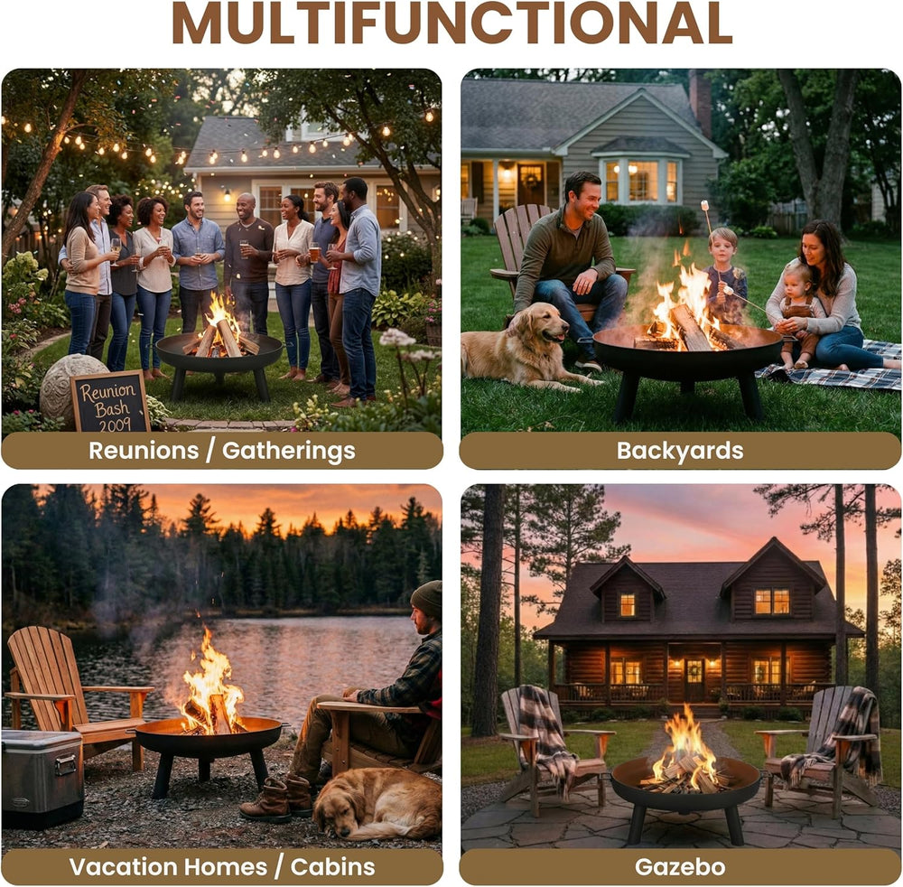 Pure Garden Outdoor Fire Pit, Black, 27.5-Inch