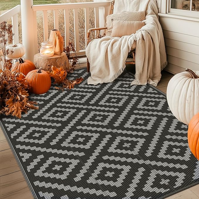 GENIMO Outdoor Rug for Patio Clearance,9'x12' Waterproof Large Mat,Re...