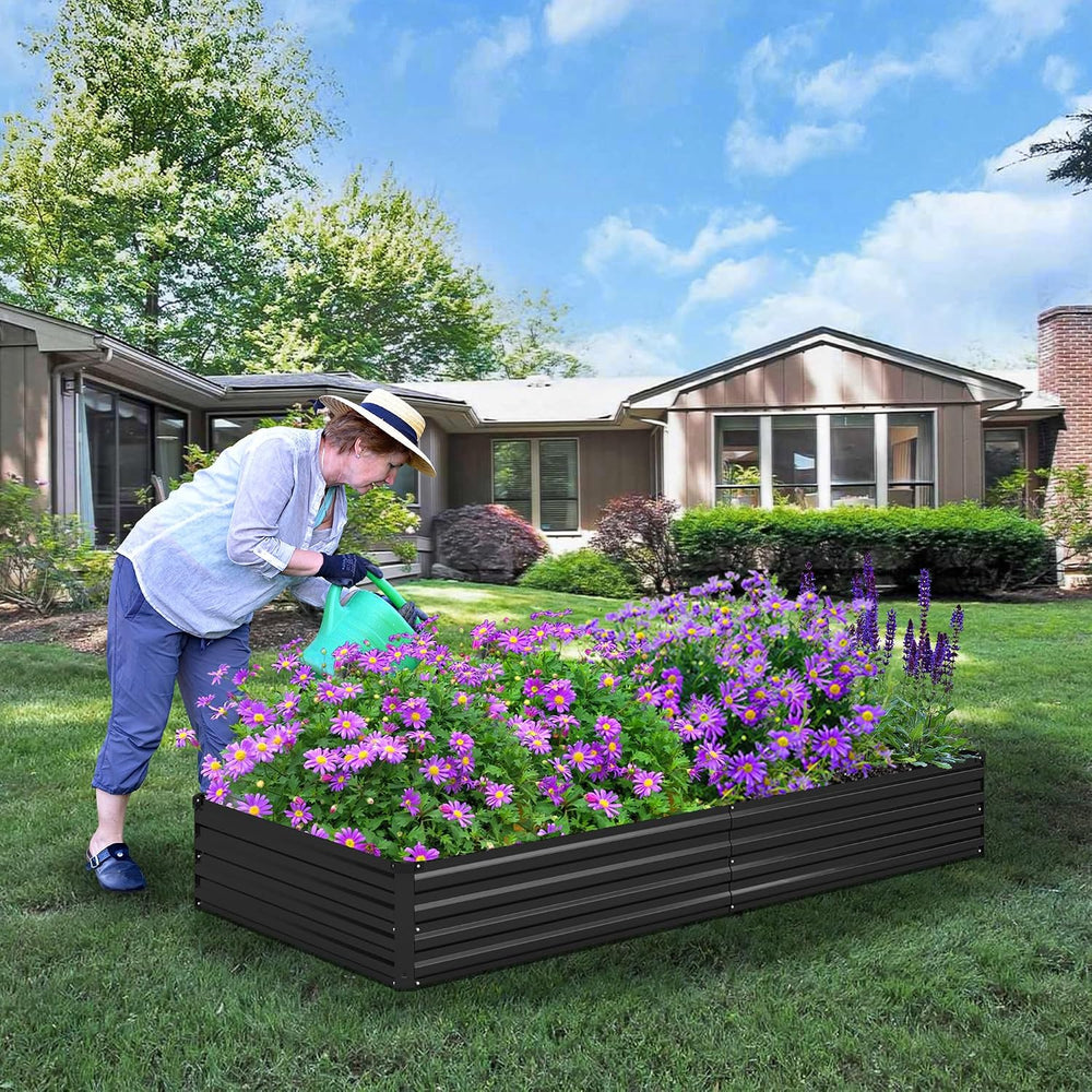 Foxlang 12x4x1ft(2 Pack) Galvanized Raised Garden Bed,Outdoor Planter Box Met...