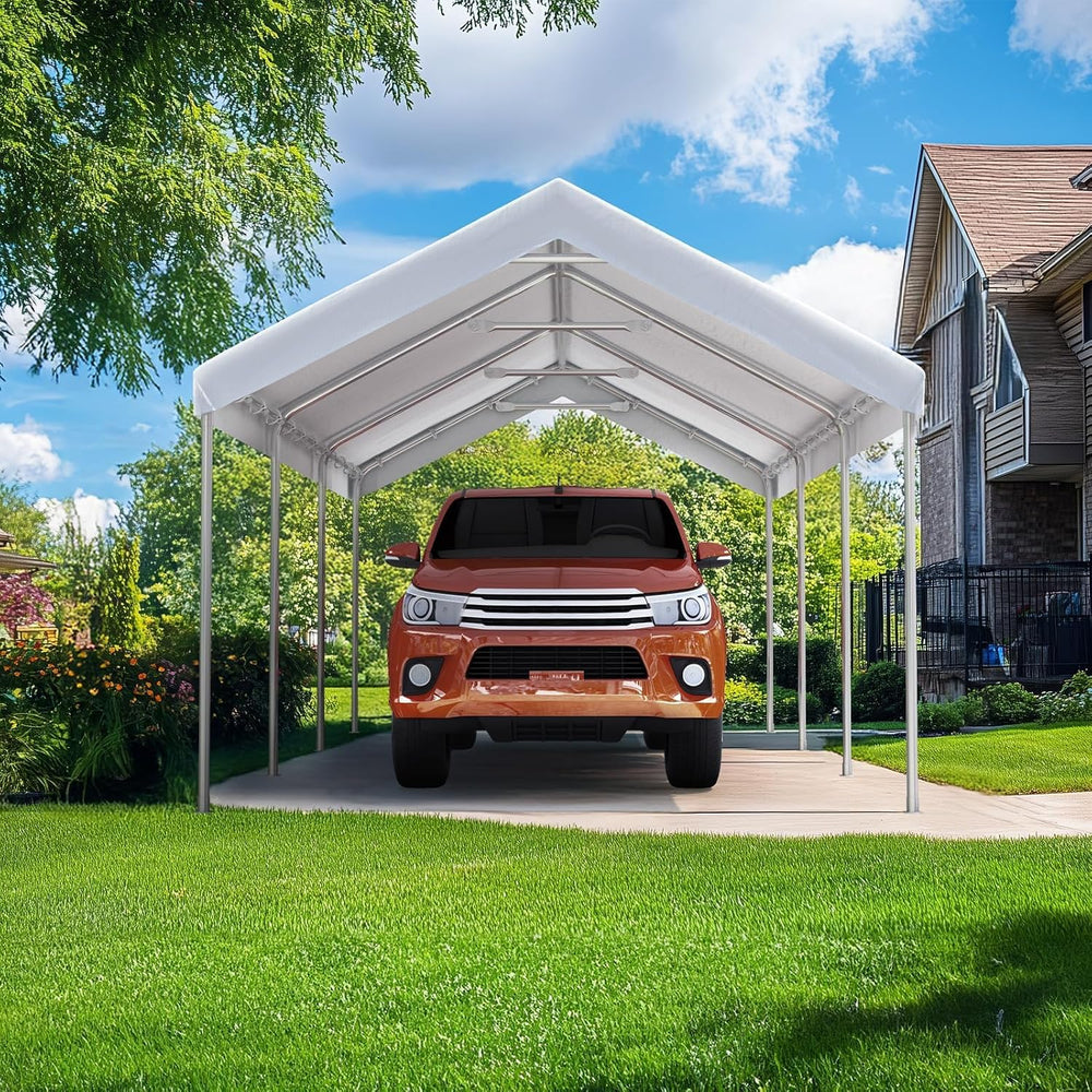 Quictent 10x20 ft Heavy Duty Carport Canopy Galvanized Car Tent Outdoor Garag...