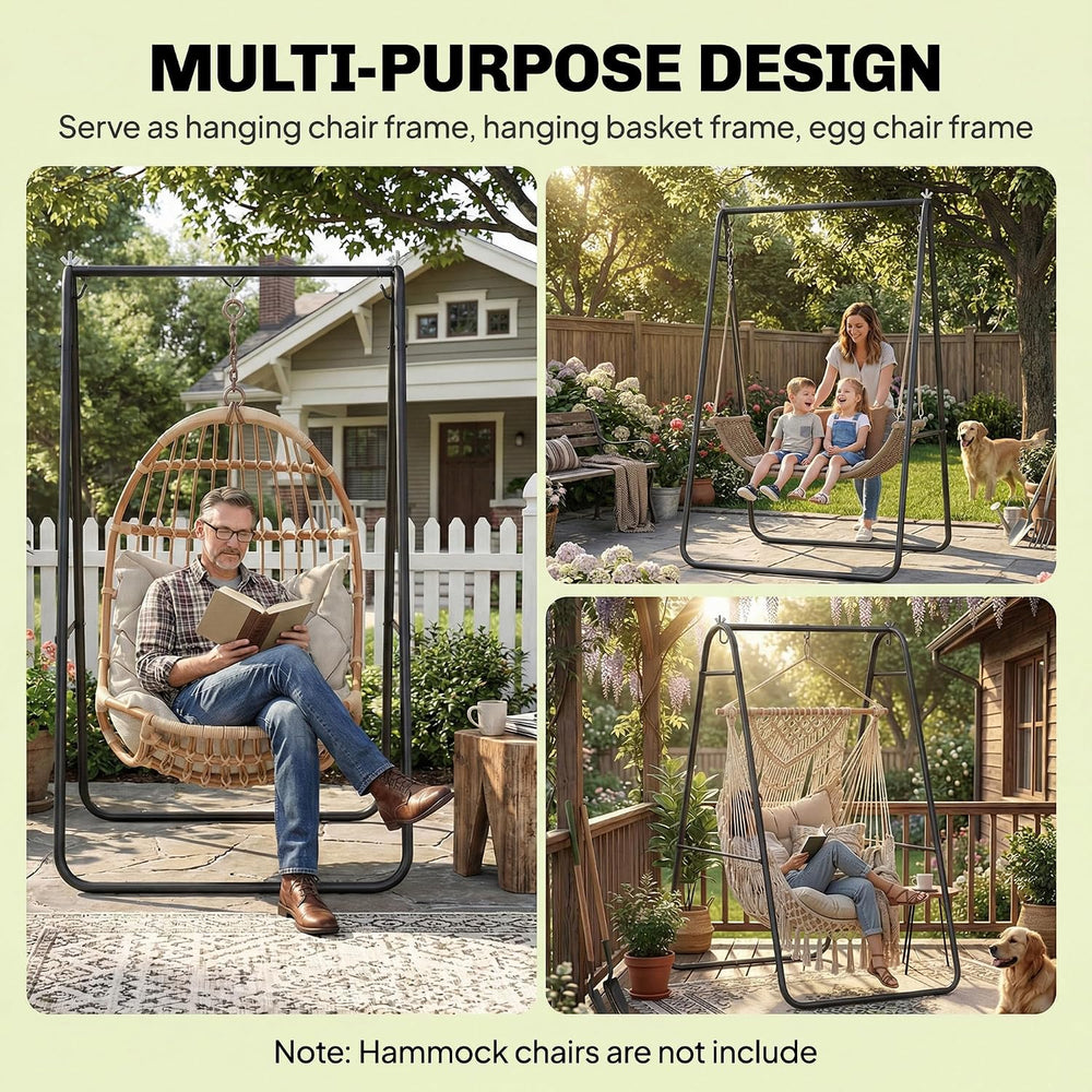 Outsunny Hammock Chair Stand Only Heavy Duty A-Frame for Hammock Black