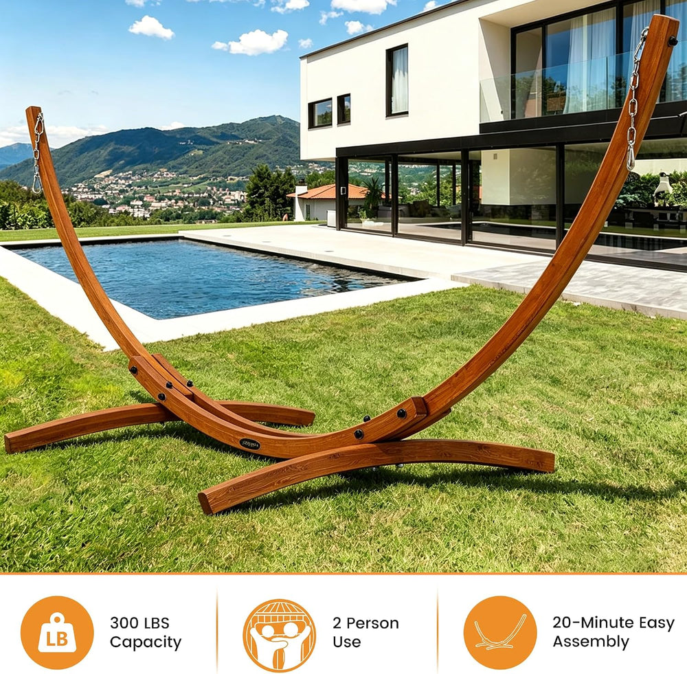 Lazy Daze 10.5 FT Hammocks Stand, Outdoor Arc Wood Hammock Stand