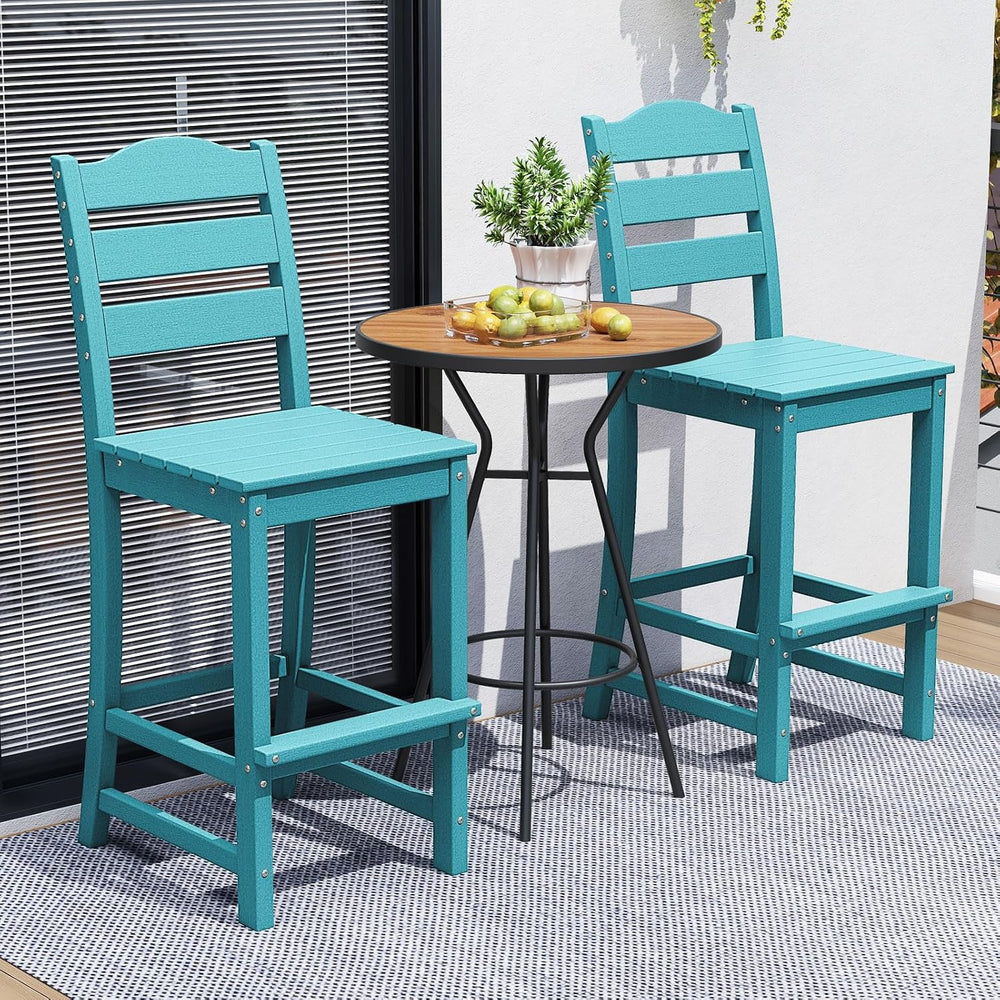 Tangkula Patio HDPE Barstool, Outdoor High Top Bar Chair w/Backrest & Foo...